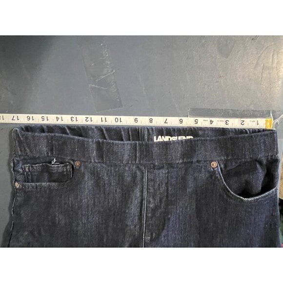 Lands End Womens Denim Jeans Size 16 Petite Wlastic Waist pull on stretch - Picture 7 of 15